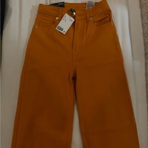 H&M Wide Leg Twill Pants Orange Size 2 New